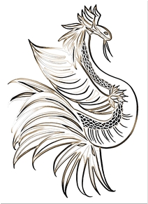 Material tarjeta Dragon New Year Ilustración en blanco y negro 11